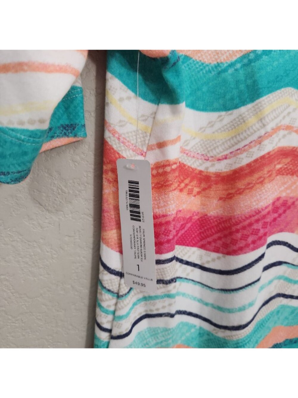 Chicos Multicolor Striped Cutout Sleeve Top Size 1 NWT - Picture 6 of 13